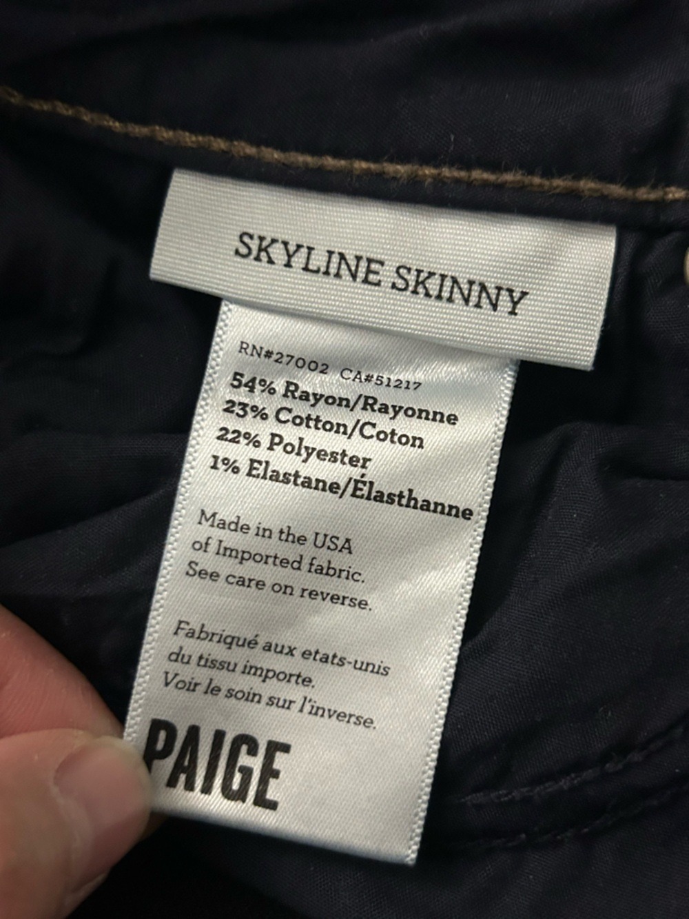 PAIGE Midnight Indigo Skyline Skinny Jeans Size 25 - Picture 6 of 7